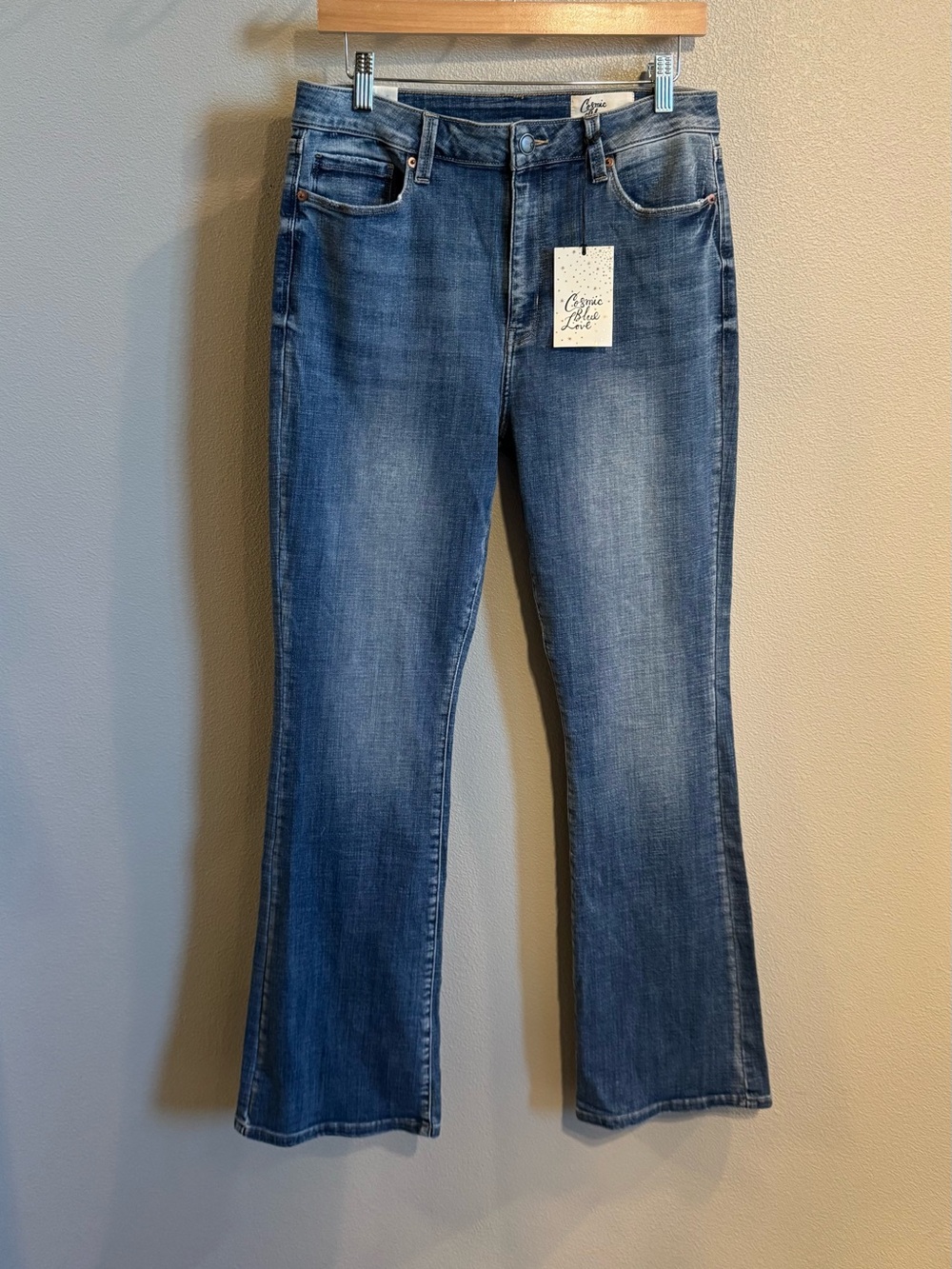 Cosmic Blue Love Women's Medium Blue Flare Jeans NWT
